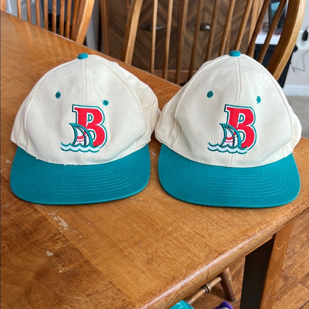 Teal and White Baseball Caps